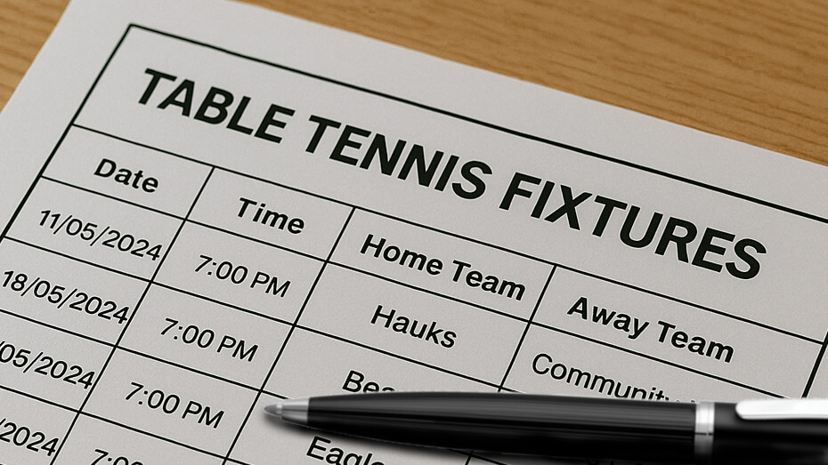 League fixtures written on a piece of paper